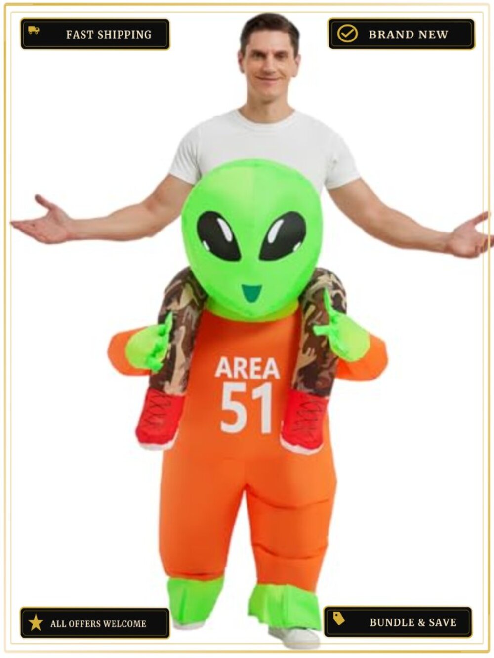 GOOSH Inflatable Alien Costume Blow Up Halloween Cosplay Suit
